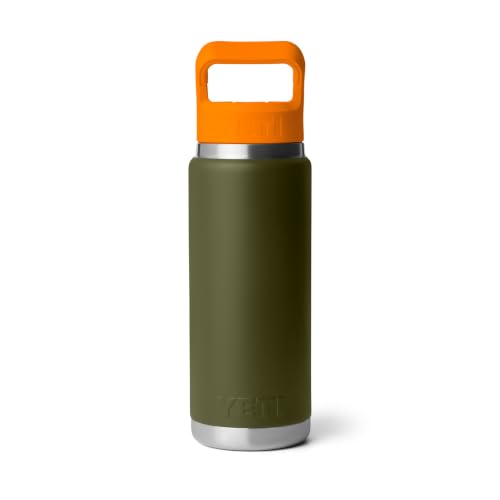 Image of YETI Rambler 26 oz Bottle, Vacuum Insulated, Stainless Steel with Color Matching Straw Cap