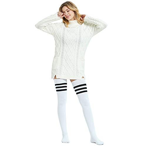 Image of Kayhoma Extra Long Cotton Stripe Thigh High Socks Over the Knee High Plus Size Stockings