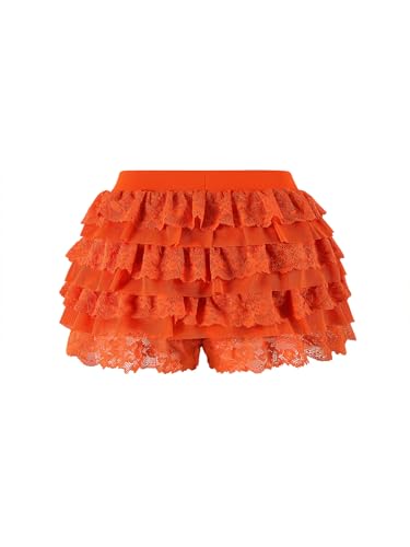Image of Women Y2K Lace Multi-Layered Bloomers Lolita Ruffle Shorts Cute Mini Skirt | Tiered layers, elastic waist, pumpkin pants, for rave party /country concert /festival