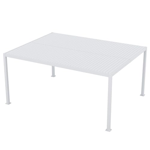 Kozyard-Outdoor-Louvered-Pergola-Sun-Shade-Aluminum-Pergola-Rainproof-Gazebo-with-Adjustable-Roof-for-Outdoor-Deck-Patio-Garden-Yard-White-12ft-x-16ft Kozyard Outdoor Louvered Pergola Sun Shade Aluminum Pergola Rainproof Gazebo with Adjustable Roof for Outdoor Deck Patio Garden Yard White 12ft x 16ft