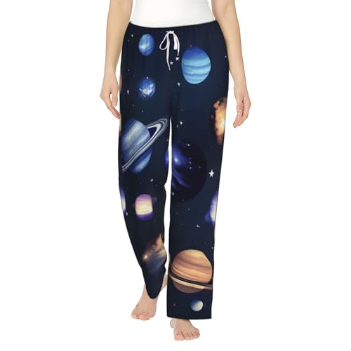 Pantalon de pyjama galaxie unisexe en flanelle à taille haute coupe baggy pour adulte