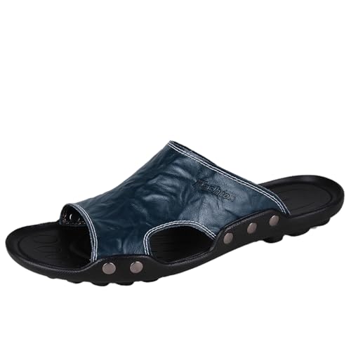 Mens Soft Leather Slide Sandal Fashion Outdoor Sports Sandals Men's Beach Shoes