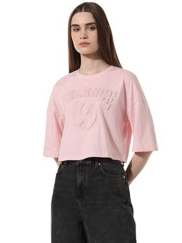 Image of ONLY Women's Loose Fit Typography Cotton T-Shirt