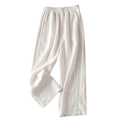 Pantalon en lin femme léger et ample avec poches élastiquées pour l'été
