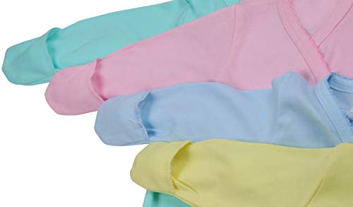 Image of ToBeInStyle Babies' 4 Pack Relaxed Fit Short or Long Sleeve Button Up Kimono Tee Swaddle Shirt