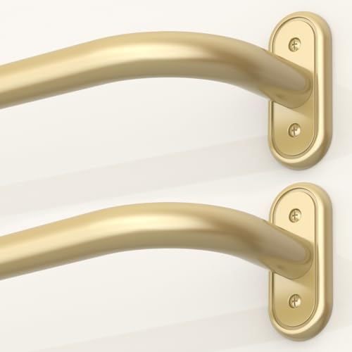 JRZOO 2 Pack Wrap Around Curtain Rods Gold, Blackout Heavy Duty Curtain Pole for Windows 48 to 84 Inch, 1