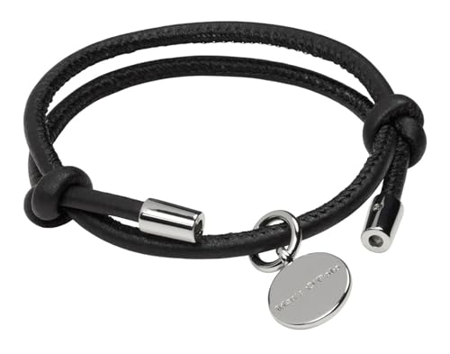 Brazalete Marc O'Polo Vreni de piel negro para un estilo minimalista diario