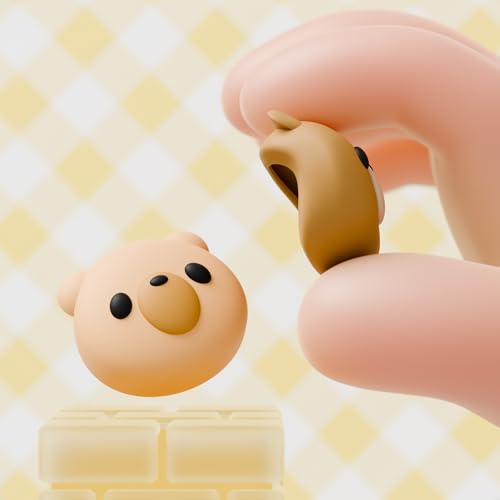 Image of PlayVital Thumb Grips for Nintendo Switch 2 | Kawaii Silicone Joystick Caps (4-Pack) - Cute Accessories Animal Design Thumbstick Covers for Joycon 2 - Cozy Bear