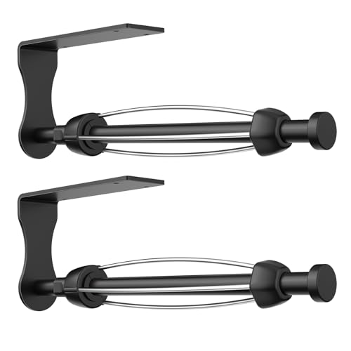 Image of SetSail Paper Towel Holder Under Cabinet Easy Tear Wall Mount Self-Adhesive or Drilled for Kitchen Bathroom Black 2 Packs