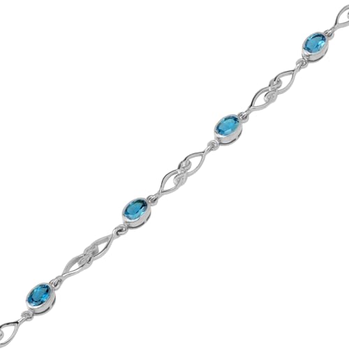 Image of Silvershake Birthstone Gemstones White Gold Plated or Yellow Gold Plated 925 Sterling Silver Scroll /Filigree Celtic Knot Weave 7.25 to 8.75 Inch with Adjustable Extension Bracelet Jewelry for Women