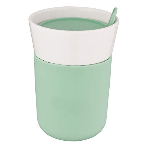 Berghoff 3950123 - Taza de viaje porcelana 0.33 l, color verde/blanco