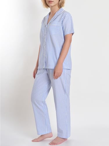 Women's Petite Pajama Set 2 Piece Cotton Seersucker Pjs2