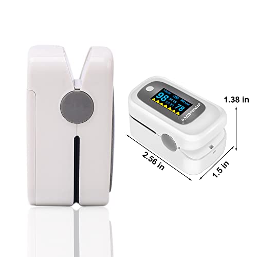 WRINERY Fingertip Pulse Oximeter, Oxygen Saturation Monitor, O2 Saturation Monitor, OLED Portable Oximetry with Batteries, Lanyard (Gray-White) - Image 3