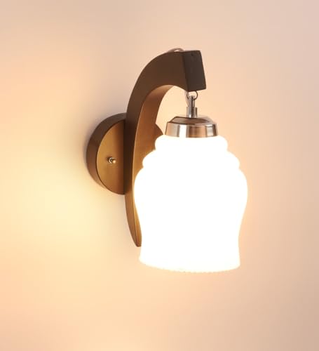 Image of SINOMAN Wall Light for Living Room Modern /Wall Lamps for Bedroom /for Living Room /Wall Lights for Home Decoration /Bedside Wall lamp (Wooden Frosted Light, Without Bulb)