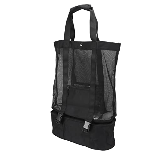 Beach Bag Picnic Bag Storage Bag Large Durable Two in One Insulation Tote for Outdoor Beach Camping Black Mesh Cotton 41 x 41 x 17cm4