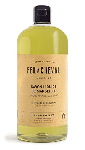 Fer à Cheval - Véritable Savon de Marseille Liquide à l'huile d'olive - Sans Conservateur, ce Savon Liquide Surgras et Hypoallergénique et Préserve l’équilibre de la Peau - 1 Litre