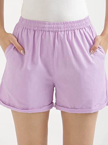 Image of SAADAA Women's Shorts Pants Cotton Linen Fabric 2 Deep Pockets