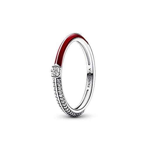 Pandora Anillo 192528C01-52 dual rojo y pavé
