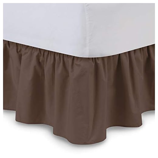 Kjol med volanger – lyxig 100 % bomull 800 trådtäthet damm volang med plattform säng kjol enkel passform med 38 cm skräddarsydd dropbed kjol super king, choklad