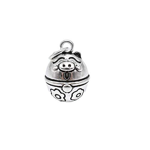 Petite cloche en forme de cochon, pendentif argent sterling à offrir pour porter chance