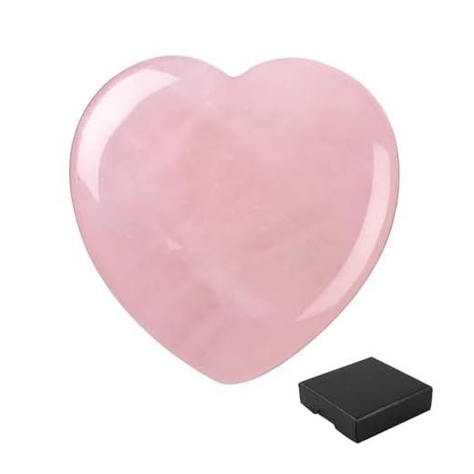 GEFIRE Rozenkwarts steen, 42 mm, hartvormig rozenkwarts, hart, handvriendelijke decoratie, voor chakra-energiegenezing, reiki, meditatie, massage en decoratie, met prachtige geschenkdoos