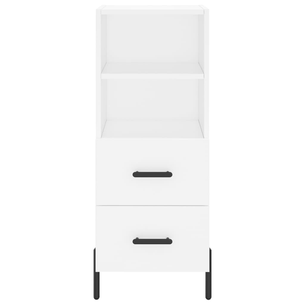 Komoda biała z materiału drewnopochodnego z metalowymi nóżkami, 34,5 x 34 x 180 cm, miejsce do przechowywania, kredens, komoda z drzwiami i półką, do salonu, przedpokoju, biura, porządku i