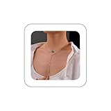 Andelaisi Gargantilla bohemia en capas de turquesa vintage con cono Y Lariat, collar de cadena de barra de espiga dorada, collar con colgante de piedra natural azul, joyería para mujer