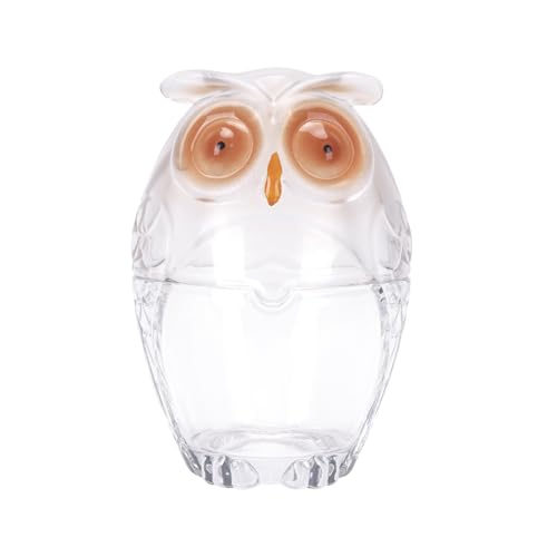 CAIRIAC Owl Candy Jar, Glass Owl Canister, Candy Dish with Lid Glass, Owl Patterned Water Glass Candle Holder Restaurant Table Decoration Sugar Bowl, As a Gift for Friend