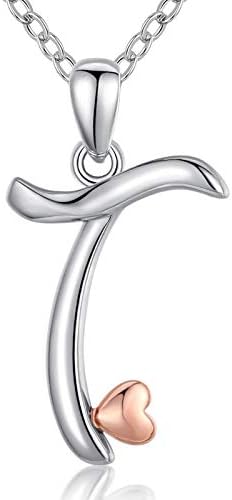 CELESTIA Initial Letters Necklace for Women Girls, Personalized 925 Sterling Silver Alphabet and Heart Pendant Jewellery A to Z
