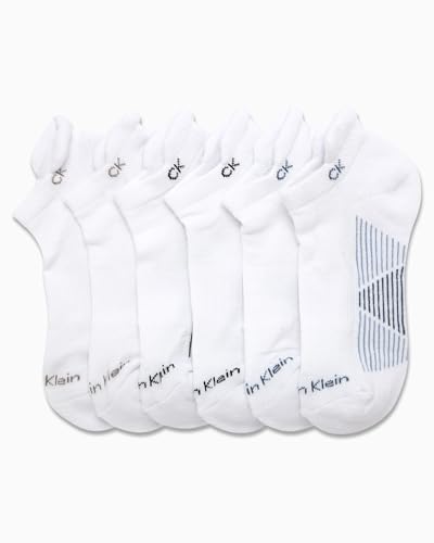 Image of Calvin Klein Womens No Show Socks - 6 Pack Lightweight Cotton Blend Cushioned Low Cut Tab Ankle Socks for Sneakers & Loafers