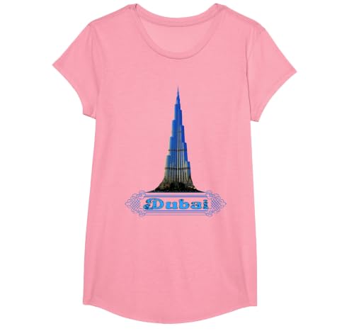 Burj Khalifa Dubai United Arab Emirates, Funny Dubai UAE T-Shirt, Girls, Pink, Medium