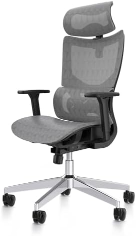 Ergonomic Office Chair with 3D Armrest, Big and Tall Computer Desk Chair with Adjustable Headrest, Seat Depth, Lumbar Support, Home Office Gaming Chair Dark Grey