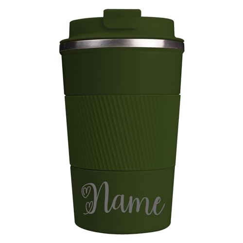 loongway Personalisierter Kaffeebecher Edelstahl mit Namensdruck– Thermobecher Klein Auslaufsicher Geburtstagsgeschenk für Jungen und Mädchen,Firmen,Auto,Camping, Uni,Reise