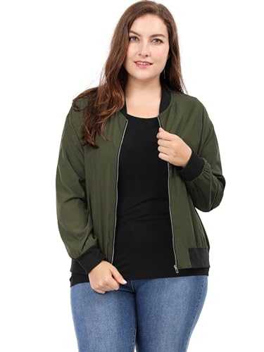 uxcell Women's Plus Size Bomber Jackets Lightweight with Pockets Zip Up Quilted Casual Coat Outwear4