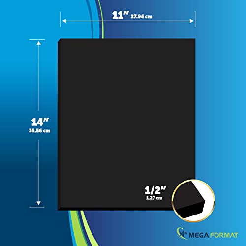 Image of Mega Format Expanded PVC Plastic Sheets - 11 inch X 14 inch Rigid Black Sheet for Crafts, Signage, & Displays - Sintra, Celtec PVC Board - Waterproof for Outdoors Use - 1 /2 inch 12mm Thick - 1-Pk-Black