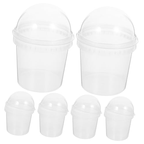 COLLBATH 6pcs Popcorn Bucket Transparent Snack Container for Popcorn Ice Cream and Candy Storage Food Grade Plastic with Detachable Lid for Parties and Movie