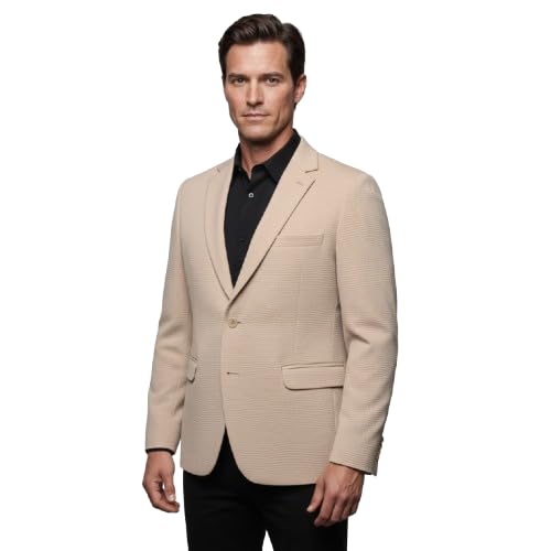 stylebu.in Men’s Beige Textured Slim Fit Blazer | Single Breasted Formal & Jacket-picture-38