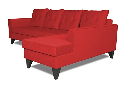 Image of Adorn India Maddox Tufted L Shape 6 Seater Sofa Set RHS (Red) (3 Year Warranty)