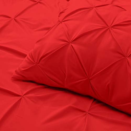 Image of Nestl Twin Comforter Set Pinch Pleat Comforter, Bedding Comforter Sets, Comforter Set for Twin Bed, Pintuck Comforter Set Twin /Twin XL Size, Down Comforter with 1 Pillow Sham, 2-Piece - Cherry Red