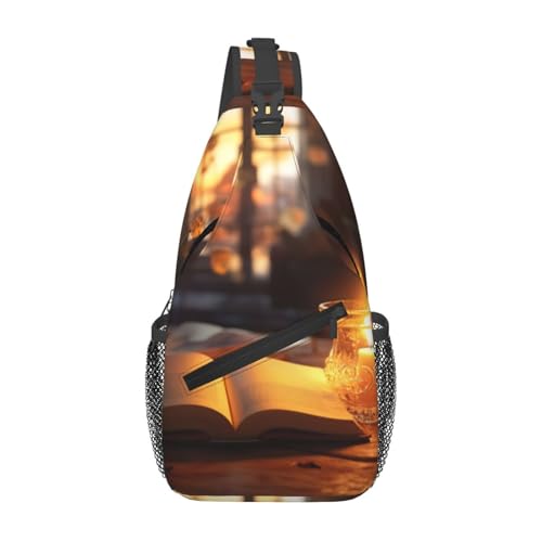 Sac de poitrine de randonnée et voyage noir et blanc avec imprimé graphique pour homme