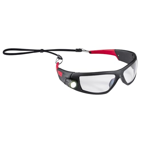 CoastSPG500 Rechargeable Lighted LED SafetyGlasses,Bulls-Eye Spot Beam,ANSI Z87Standards, 2Scratch Resistant Lenses (Clear,Yellow) Included, UVProtection, Protective Carrying Case Included (Black/Red)