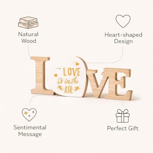 Image of CraftVatika Wooden Decorative Showpiece for Home Decor, Tabletop Love Word Sign Showpiece, Home Decoration Items for Living Room, Romantic Gift Housewarming Wedding Anniversary Birthday for Men Women
