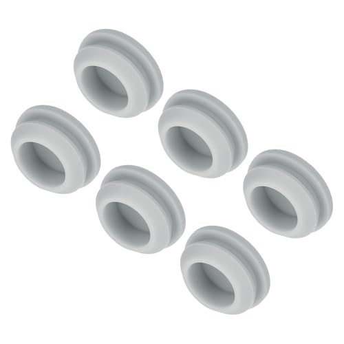 Image of MECCANIXITY 6pcs Silicone Snap in Locking Hole Plugs,15mm /0.6 Inch Mounting Diameter Narrow Groove Width 2mm Panel Seal Cover Round for Kitchen Bulkheads Waterproof Sealing Plugs Grey
