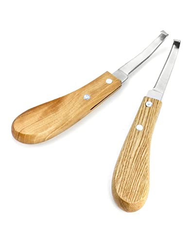 QWORK® 2 Stück Hufmesser, 21.5cm Hufauskratzer Rechts- und Linkeshänder, Hufmesser mit Ergonomischer Griff, für Rinder, Schafe, Pferde