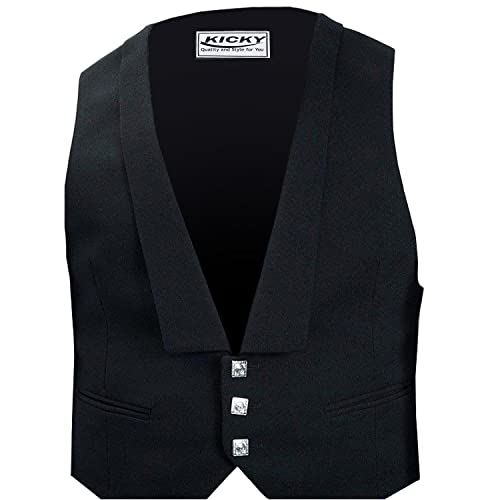 Prince Charlie Jacket with Waistcoat Wool Black Color by Kicky, Scottish Black Prince Charlie Kilt Jacket & Vest2