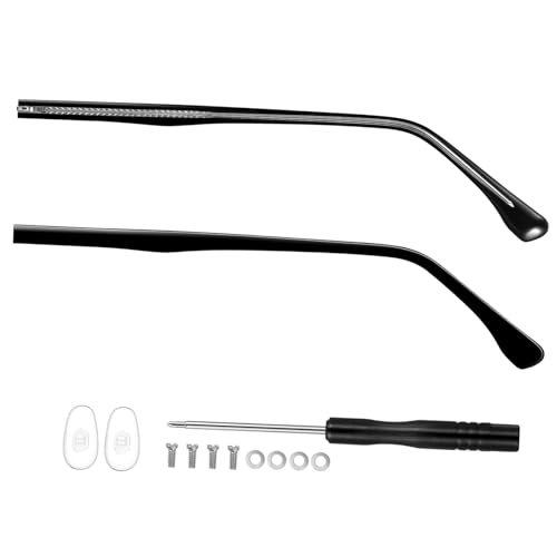 GARVALON 1 ペア メガネアクセサリー メガネ交換用テンプル 枝 終わり メガネ修理 トッパー 古い めがね 交換用メガネフレームテンプル 交換用メガネテンプル メガネの脚 金属 Black