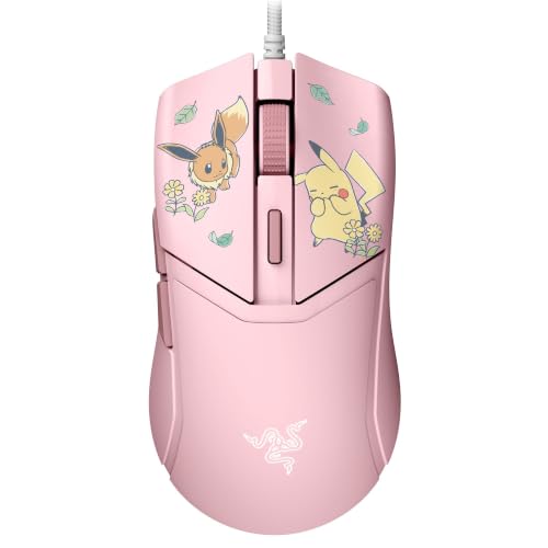 Razer Cobra Pokémon Pikachu & Eevee - Souris de Jeu Filaire légère avec Chroma RGB - 58 g - 8 500 DPI - Câble Speedflex | Édition Pikachu & Évoli