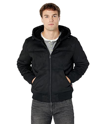 Image of Levi's Men's Buffed Cow Faux Leather Hoody Bomber