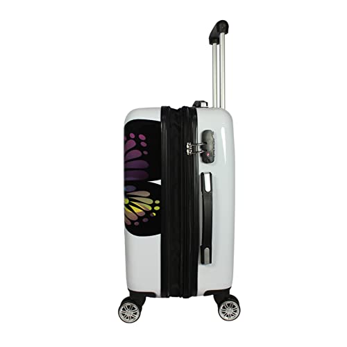 World Traveler Black And White Butterfly 2-Piece Carry-On Spinner Luggage Set, Multicolor #TOP7