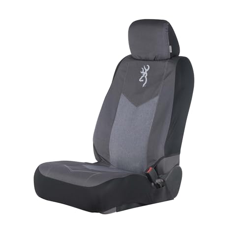 Browning Universal Front and Bench Seat Covers Water Resistant for Car Truck and SUV Chevron (Heather Black)